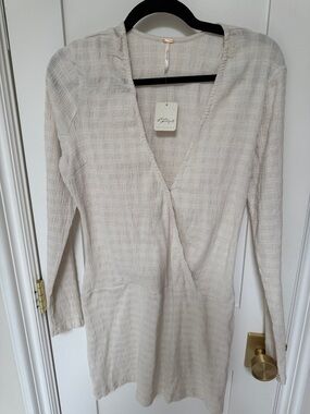 Light Cream Knit Wrap Tunic